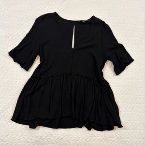 Chic Black V-Neck Blouse